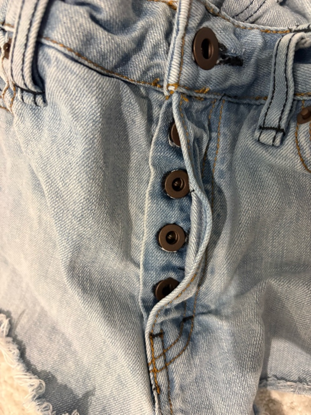 Free People Light Wash Distressed Denim Shorts - Picture 4 of 4